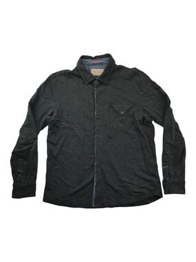 Robert Graham Men's M Dark Charcoal Button Down Shirt Denim Trim Detail